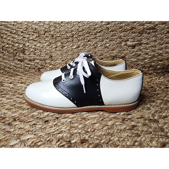 Kesco Classic White Black Lace-up Saddle Oxford Uniform Shoes Size 11.5 New! - Picture 6 of 11